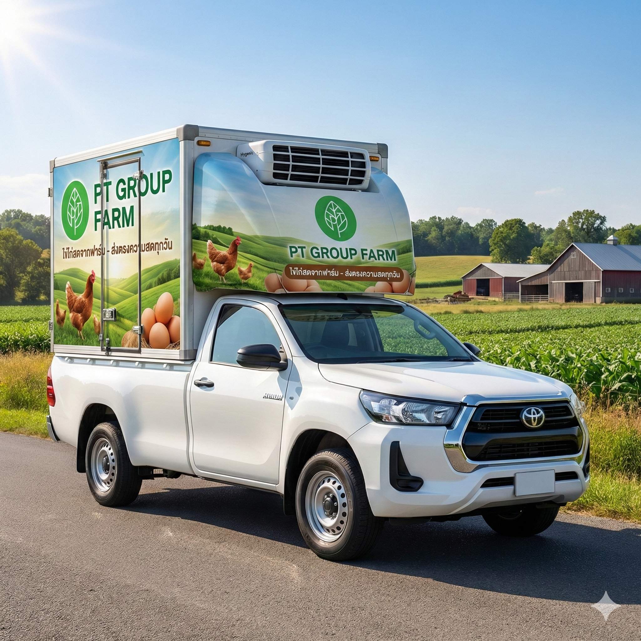 รถขนส่งห้องเย็น PT Group Farm ส่งตรงความสดทุกวัน