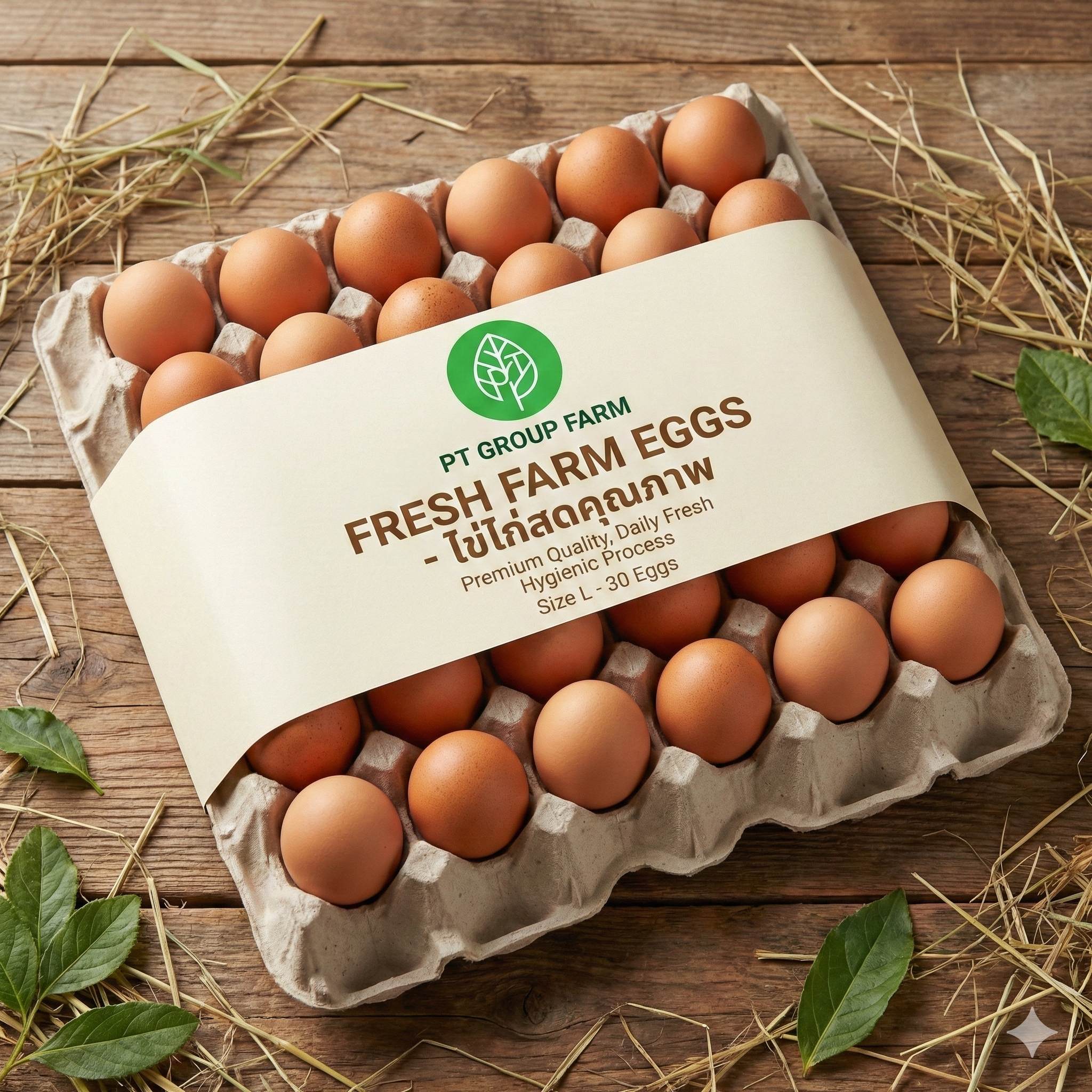ไข่ไก่สดคุณภาพสูง PT Group Farm แพ็ค 30 ฟอง